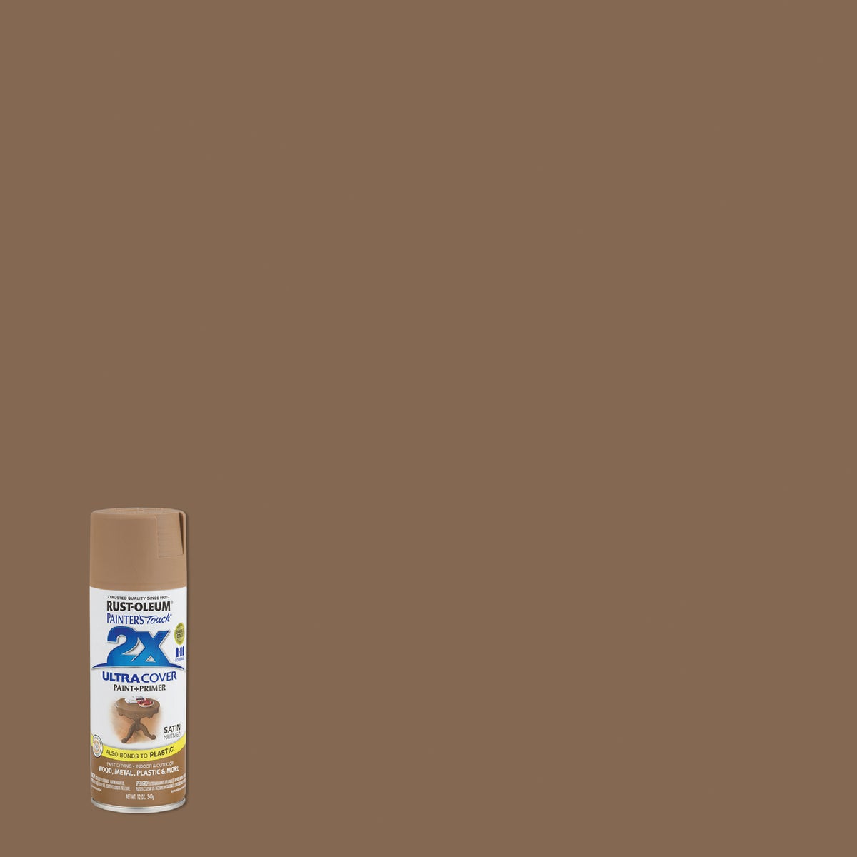 Rust-Oleum Painter's Touch 2X Ultra Cover 12 Oz. Satin Paint + Primer Spray Paint, Nutmeg