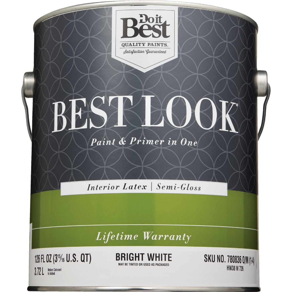 Best Look Latex Paint & Primer In One Semi-Gloss Interior Wall Paint, Bright White, 1 Gal.