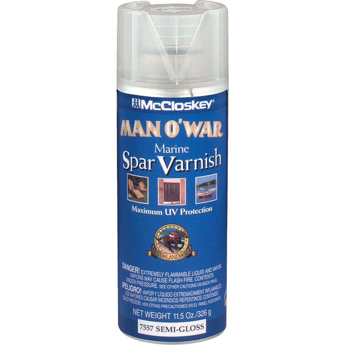 McCloskey Man O'War Semi-Gloss Marine Spar Spray Varnish, 11.5 Oz.