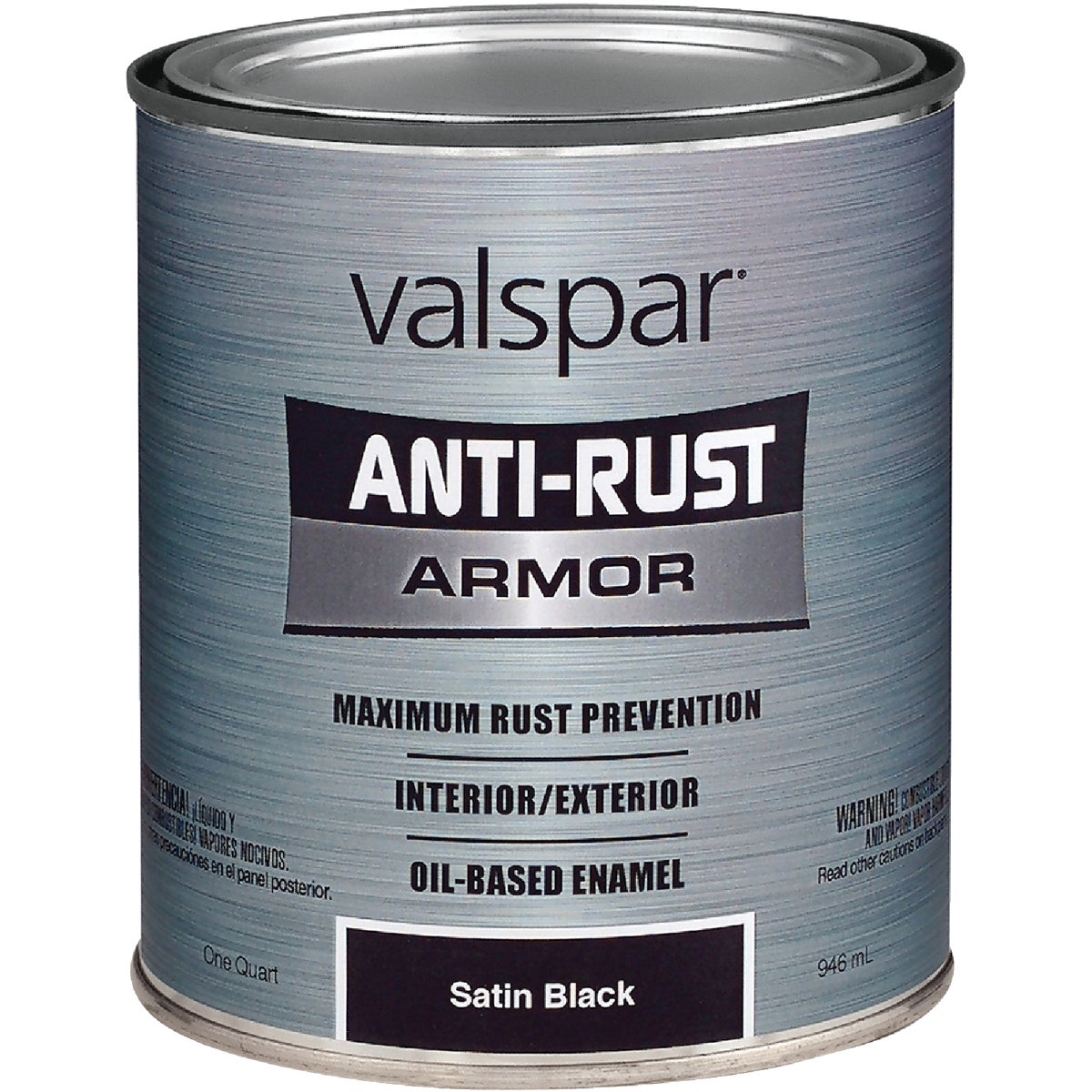 Valspar Anti-Rust Oil-Based Satin Armor Rust Control Enamel, Black, 1 Qt.