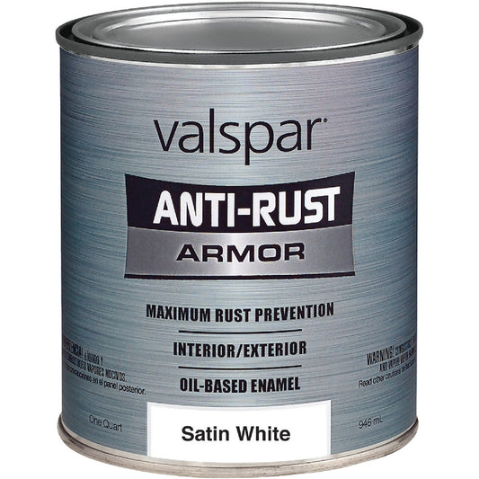 Valspar Anti-Rust Oil-Based Satin Armor Rust Control Enamel, White, 1 Qt.