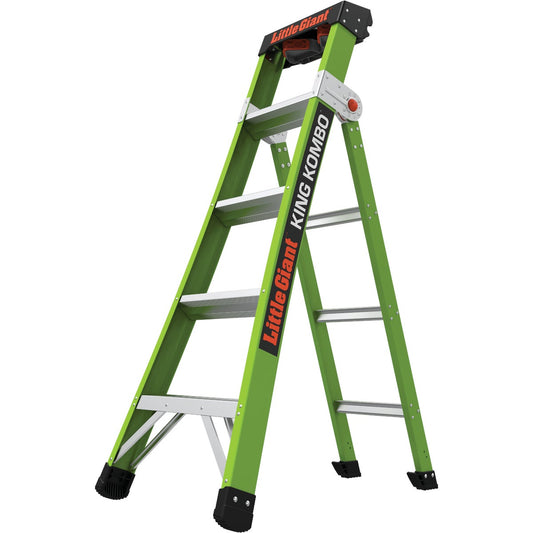 Little Giant King Kombo 5 Ft. To 8 Ft. 3-N-1 All Access Fiberglass Ladder With 375 Lb. Load Capacity Type 1AA Ladder Rating