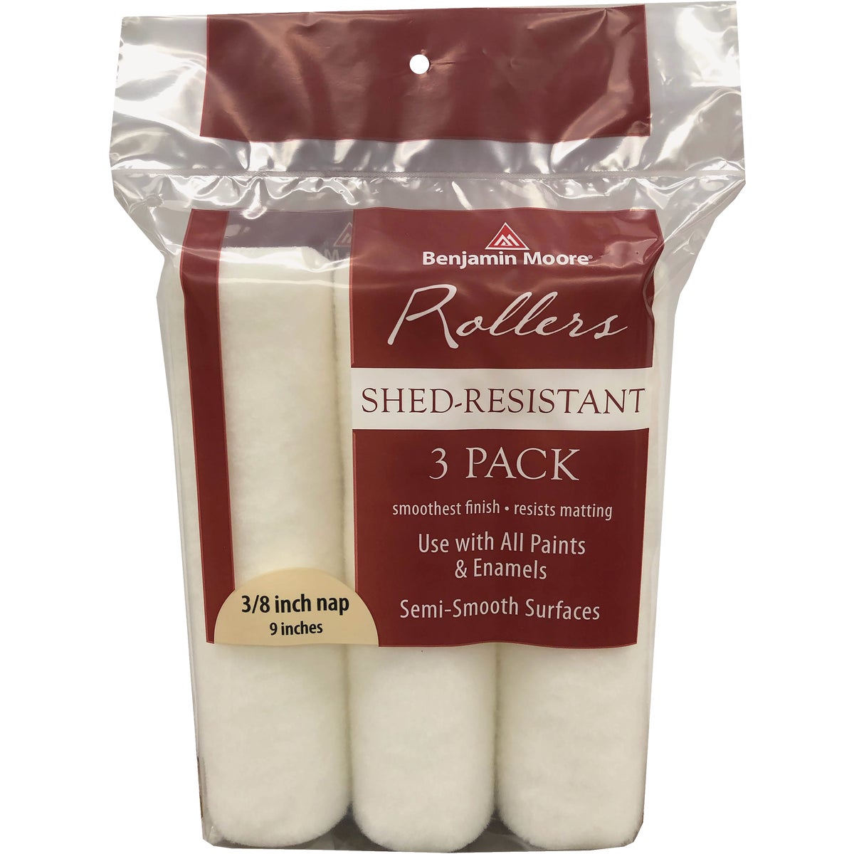 Benjamin Moore Shed-Resistant 9 In. x 3/8 In. Woven Paint Roller Cover (3-Pack)