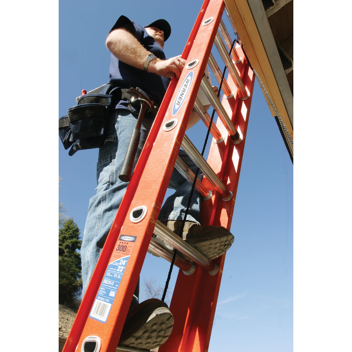 Werner 24 Ft. Fiberglass Extension Ladder with 300 Lb. Load Capacity Type IA Duty Rating