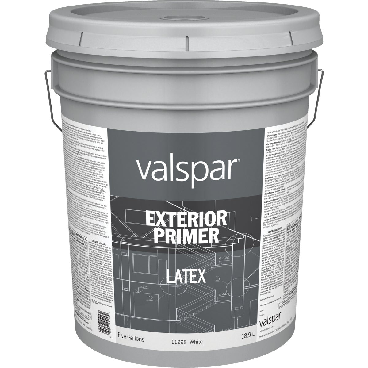 Valspar White Exterior Primer, 5 Gal.