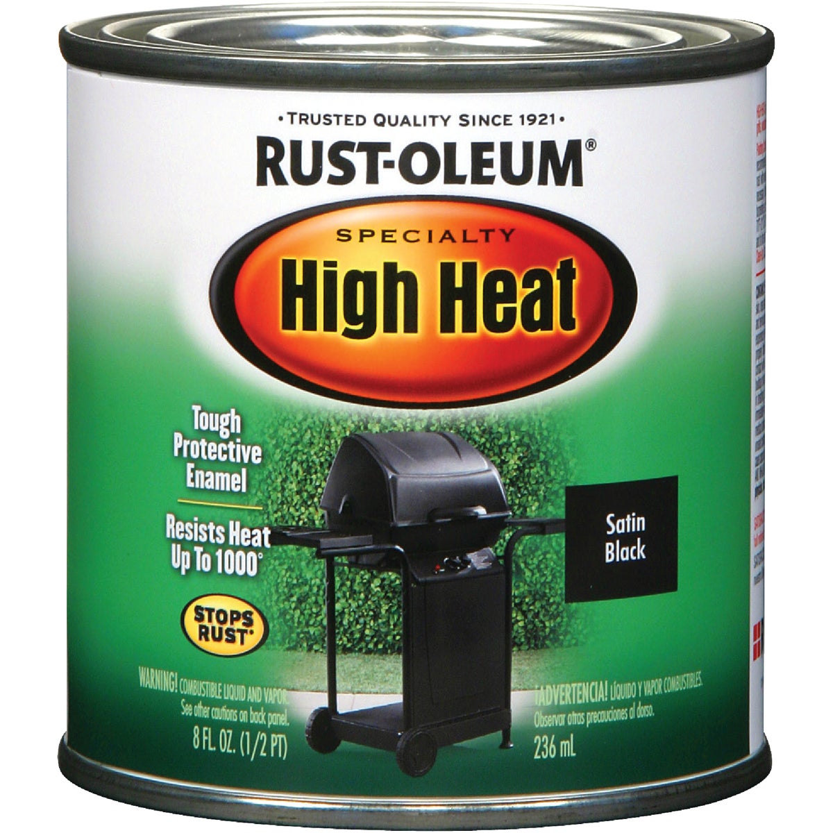 Rust-Oleum Satin High Heat Enamel, BBQ Black, 1/2 Pt.