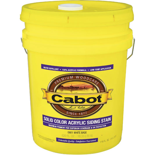 Cabot Solid Color Acrylic Siding Exterior Stain, White Base, 5 Gal.