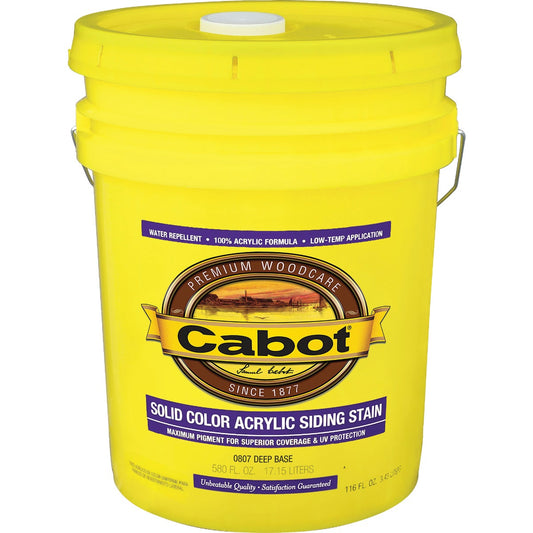 Cabot Solid Color Acrylic Siding Exterior Stain, Deep Base, 5 Gal.