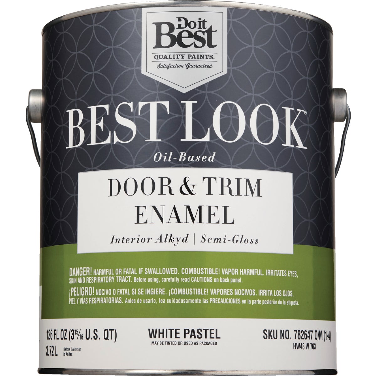 Best Look Alkyd/Oil Base Semi-Gloss Door & Trim Enamel Interior Wall Paint, White-Pastel Base, 1 Gal.