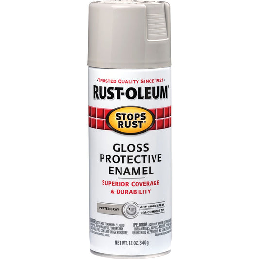 Rust-Oleum Stops Rust Pewter Gray Gloss 12 Oz. Anti-Rust Spray Paint