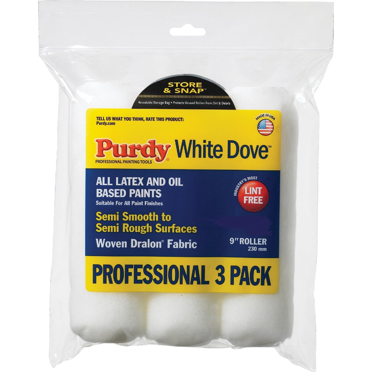 Purdy White Dove 9 In. x 3/8 In. Woven Fabric Roller Cover (3-Pack)