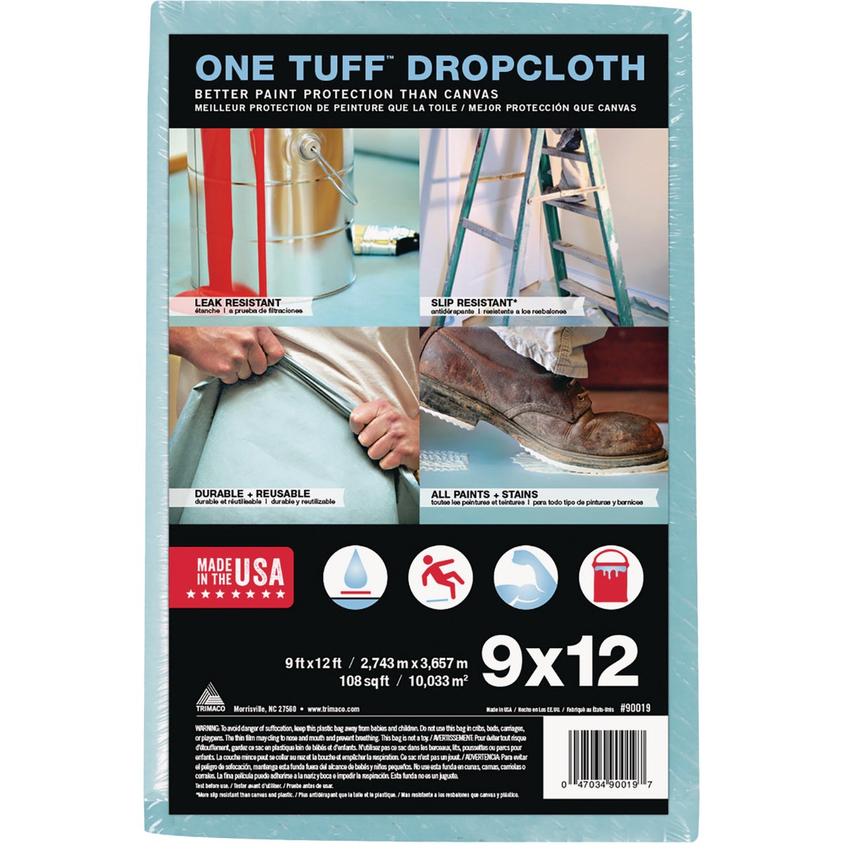 Trimaco One Tuff Cloth 9 Ft. x 12 Ft. Heavy-Duty Drop Cloth