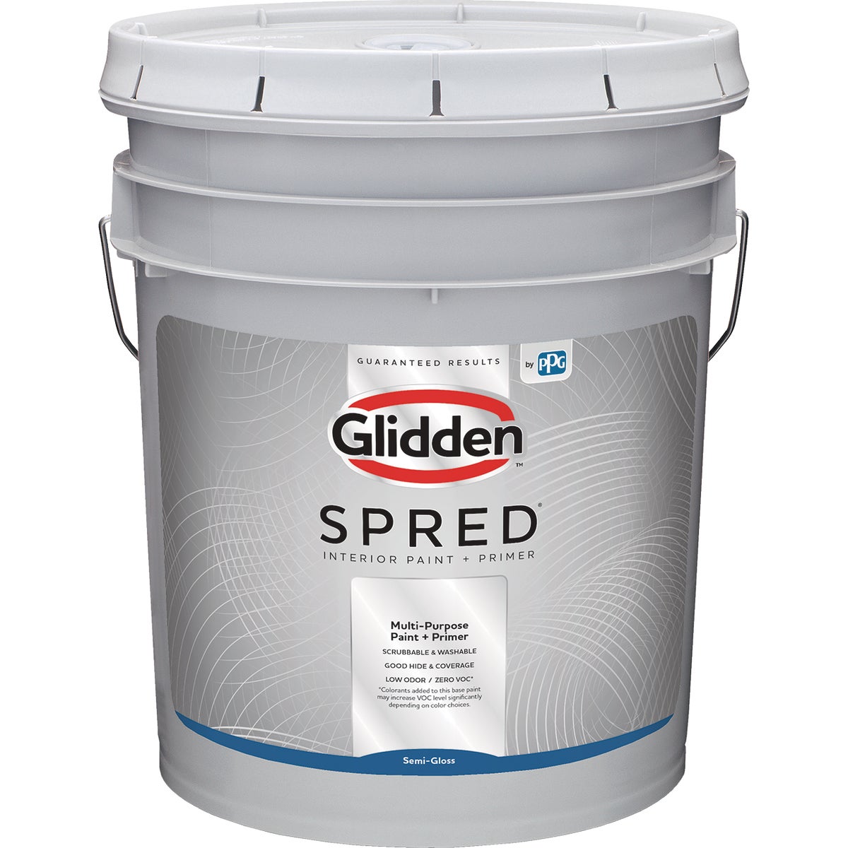 Glidden Spred Interior Paint + Primer Semi-Gloss White & Pastel Base 5 Gallon Pail