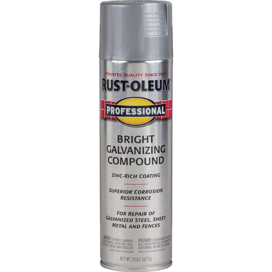 Rust-Oleum Professional 20 Oz. Flat Galvanizing Compound Spray Paint, Bright Galvanized