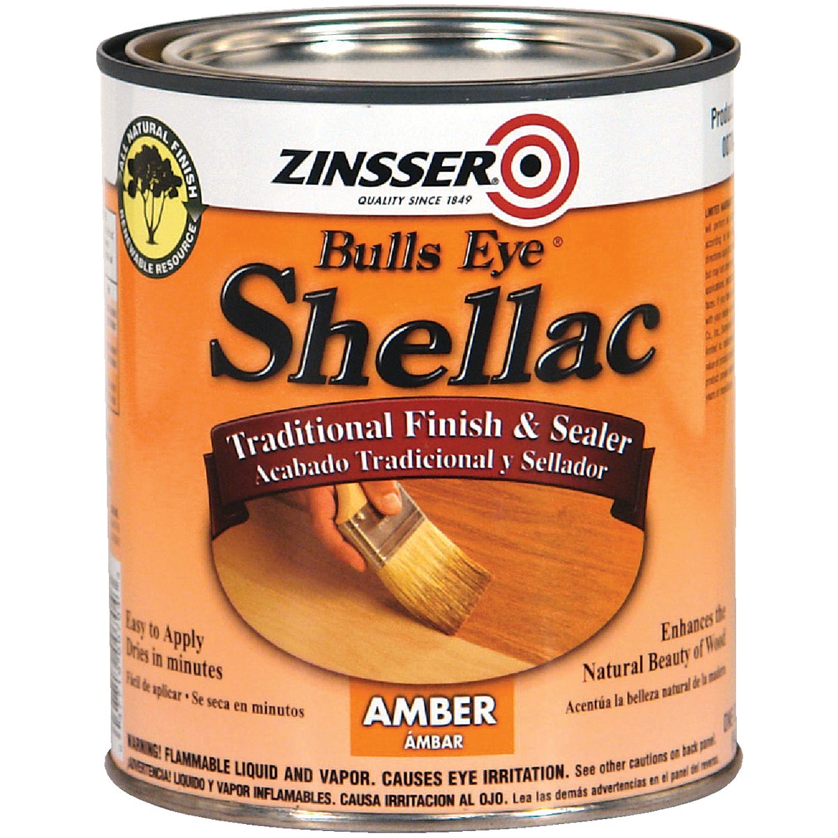 Zinsser Bulls Eye Amber Shellac, Quart