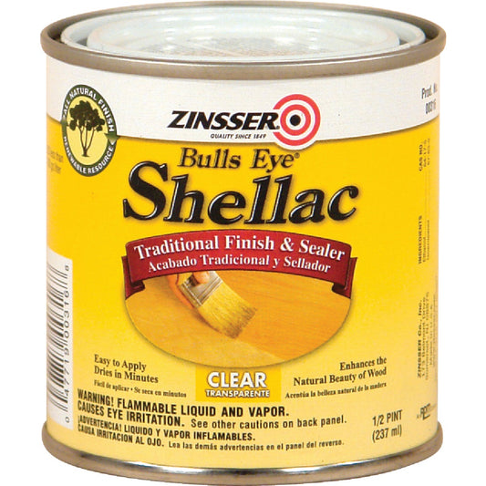 Zinsser Bulls Eye Clear Shellac, 1/2 Pt.