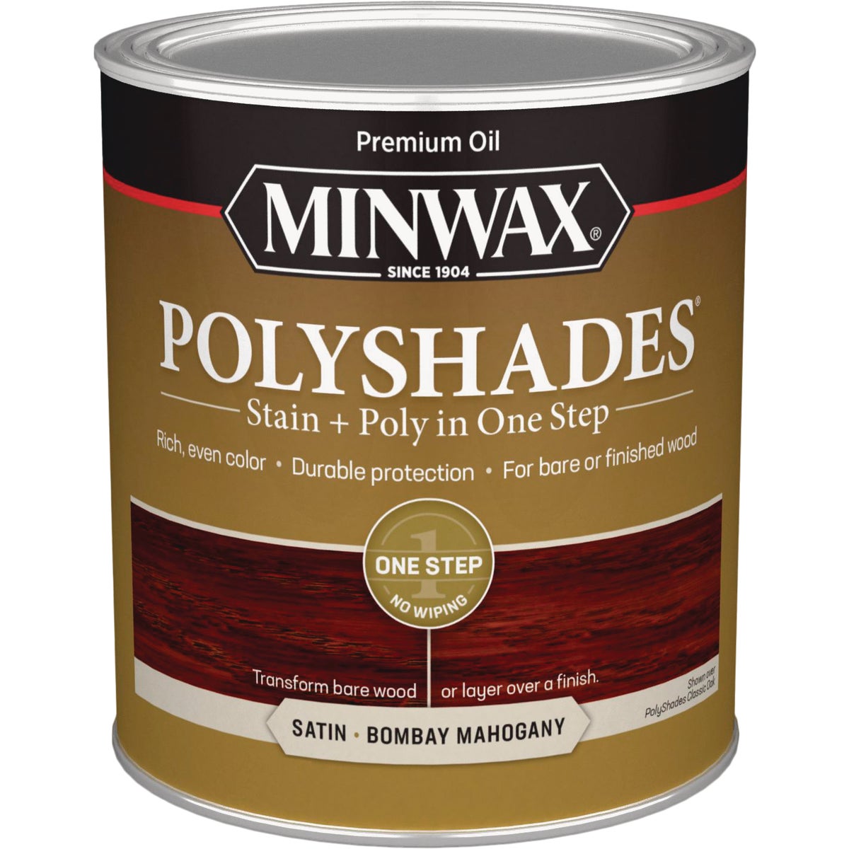 Minwax Polyshades 1 Qt. Satin Stain & Finish Polyurethane In 1-Step, Bombay Mahogany