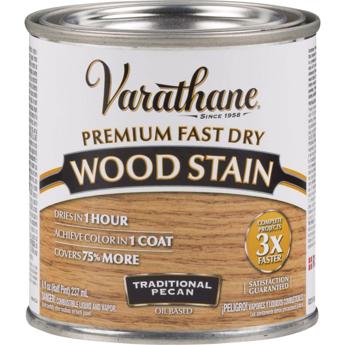 Varathane Fast Dry Traditional Pecan Urethane Modified Alkyd Interior Wood Stain, 1/2 Pt.