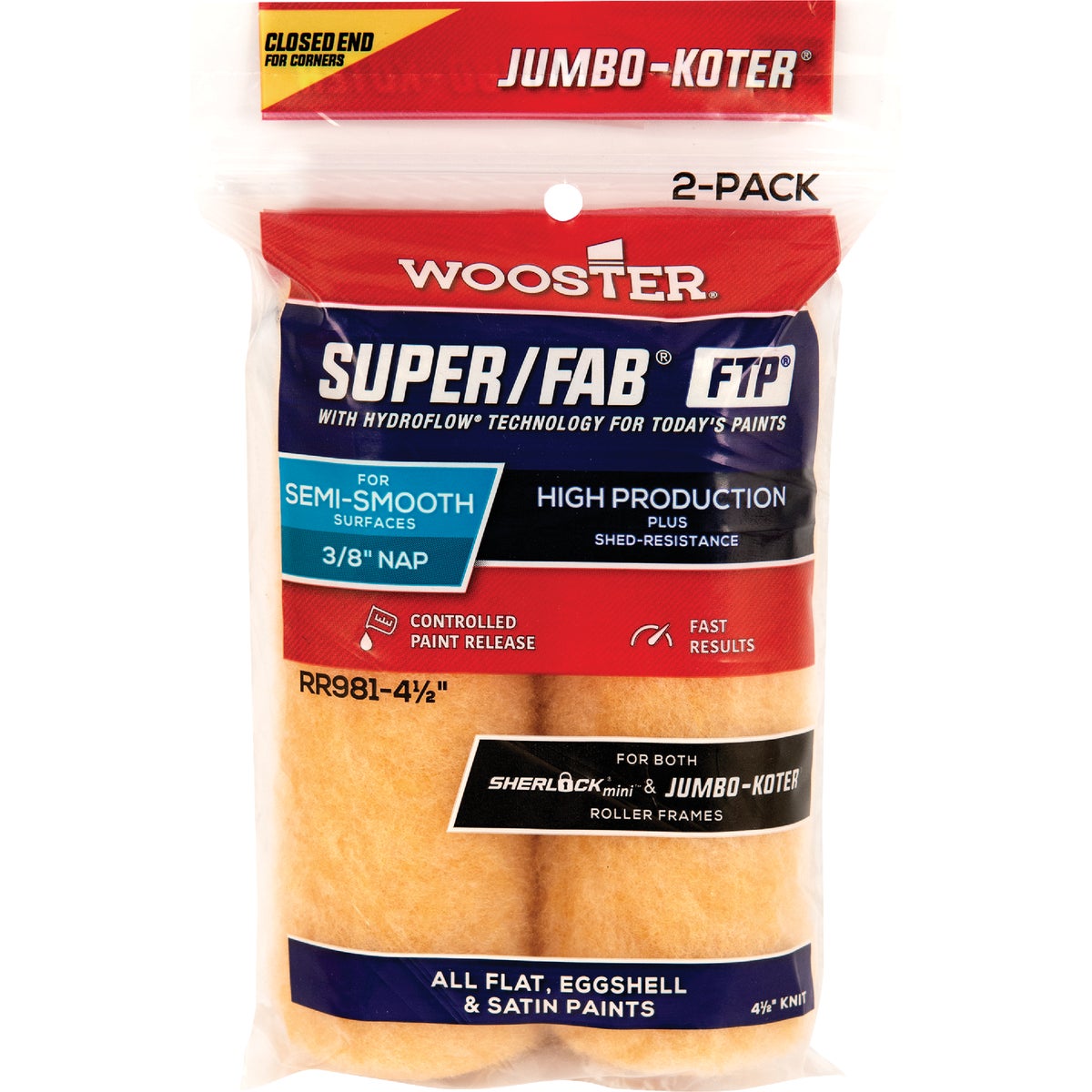 Jumbo-Koter S/F FTP 4-1/2 In. x 3/8 In. Knit Roller Cover (2-Pack)