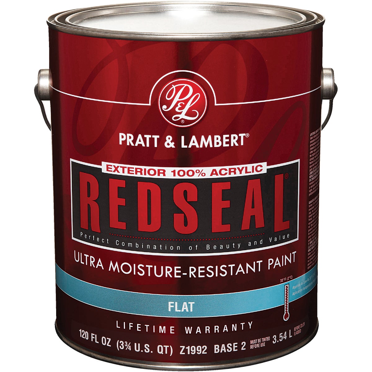 Pratt & Lambert RedSeal 100% Acrylic Flat Exterior House Paint, Base 2, 1 Gal.