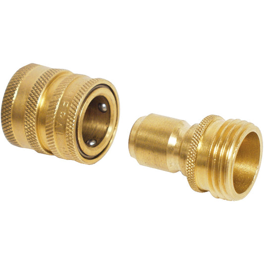 Apache 1 Male, 1 Female Brass Garden Hose Quick Connect Connector Set