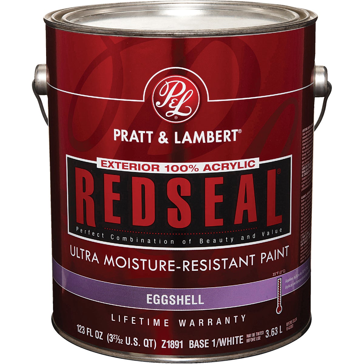 Pratt & Lambert RedSeal 100% Acrylic Eggshell Exterior House Paint, Base 1/White, 1 Gal.