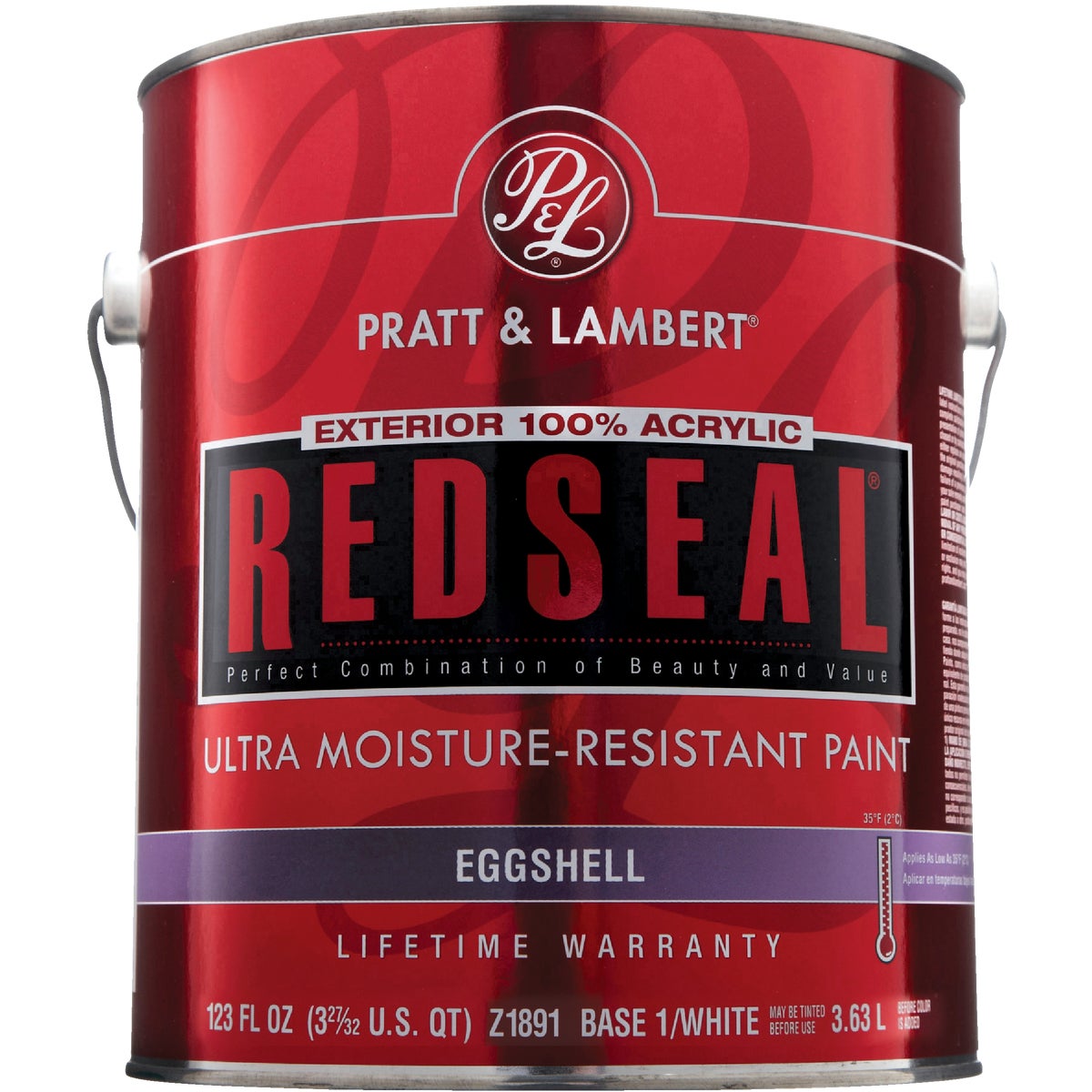 Pratt & Lambert RedSeal 100% Acrylic Eggshell Exterior House Paint, Base 1/White, 1 Gal.