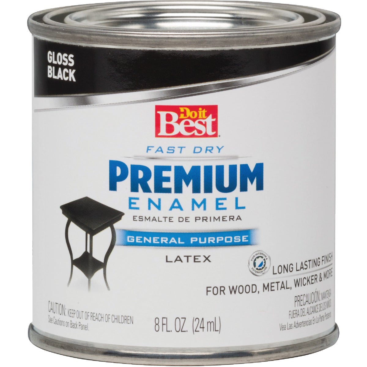Do it Best Fast Dry Acrylic Latex Gloss Premium Enamel, Black, 1/2 Pt.