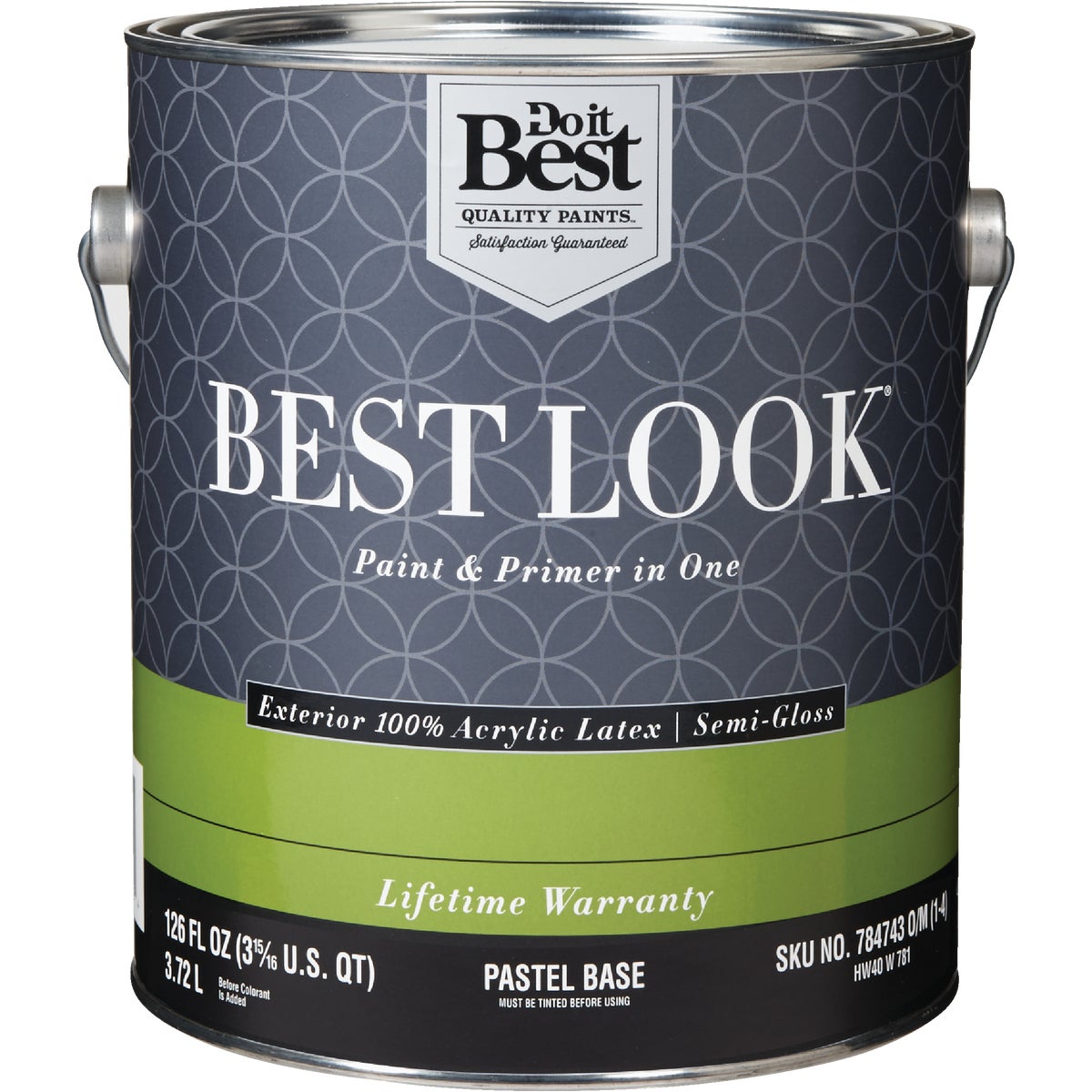 Best Look 100% Acrylic Latex Paint & Primer In One Semi-Gloss Exterior House Paint, Pastel Base, 1 Gal.