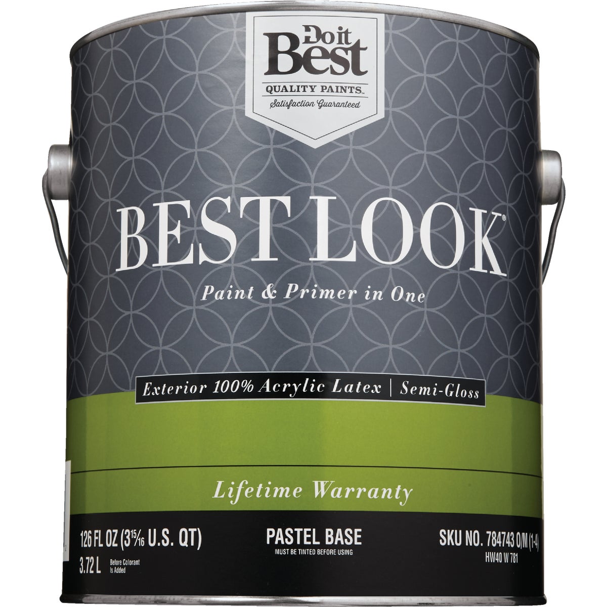 Best Look 100% Acrylic Latex Paint & Primer In One Semi-Gloss Exterior House Paint, Pastel Base, 1 Gal.