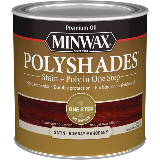 Minwax Polyshades 1/2 Pt. Satin Stain & Finish Polyurethane In 1-Step, Bombay Mahogany