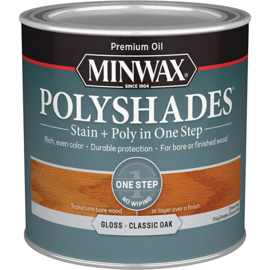 Minwax Polyshades 1/2 Pt. Gloss Stain & Finish Polyurethane In 1-Step, Classic Oak