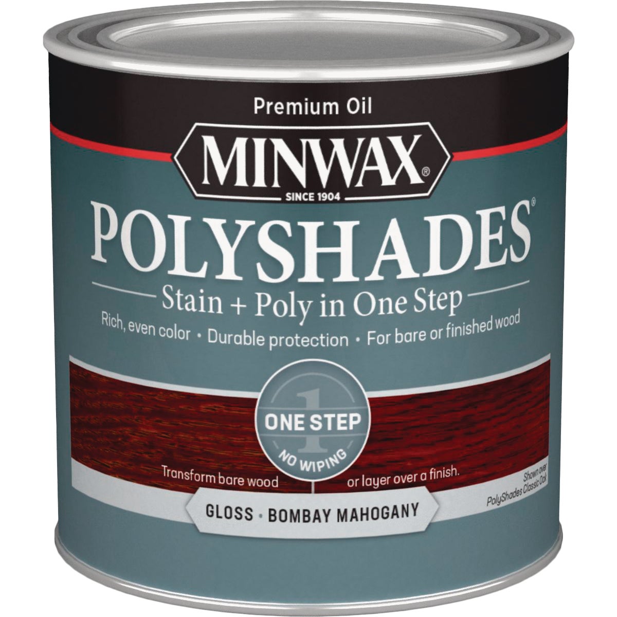 Minwax Polyshades 1/2 Pt. Gloss Stain & Finish Polyurethane In 1-Step, Bombay Mahogany