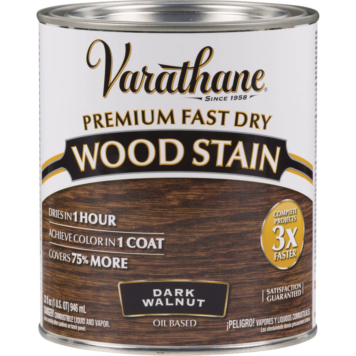 Varathane Fast Dry Dark Walnut Urethane Modified Alkyd Interior Wood Stain, 1 Qt.