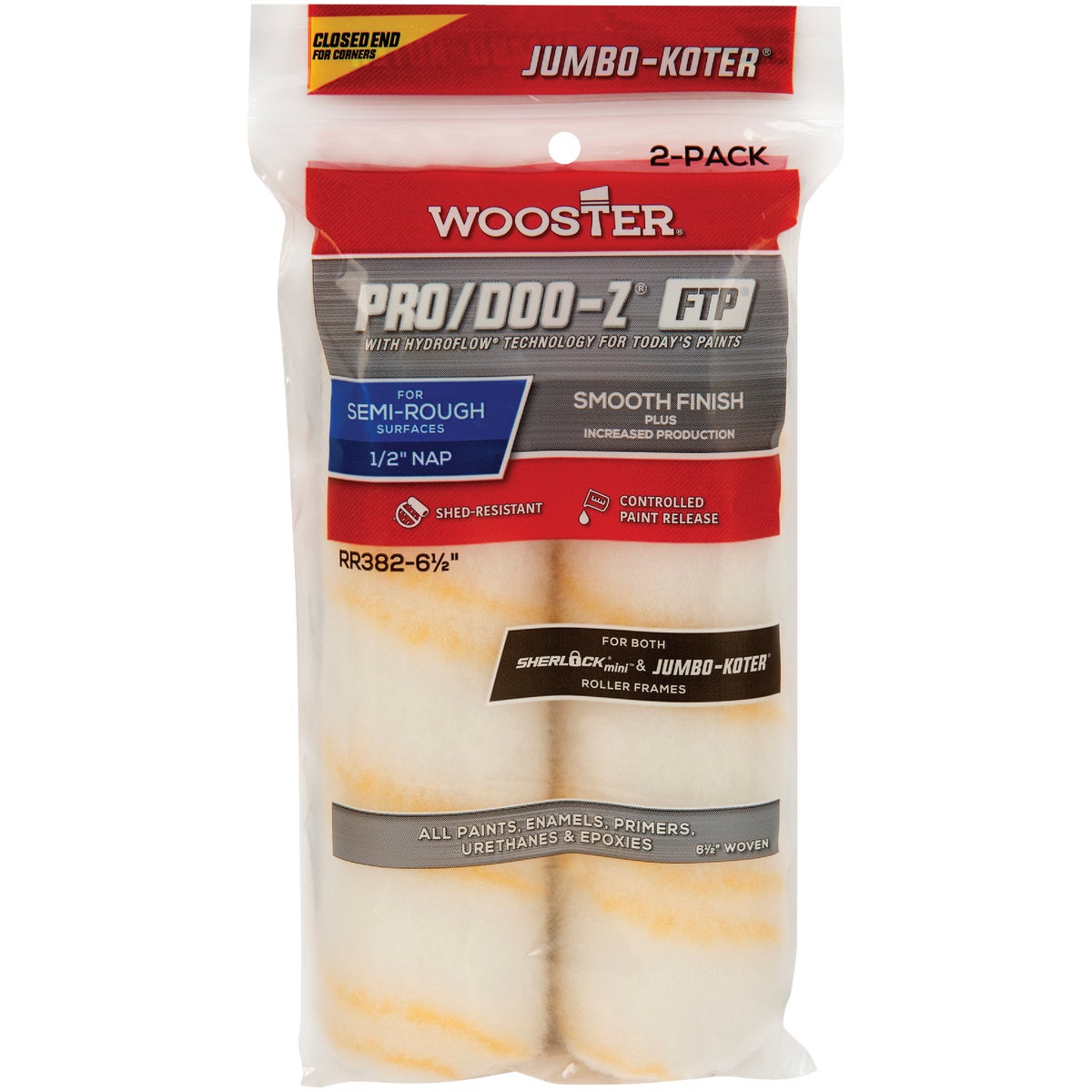 Wooster Jumbo-Koter P/D FTP 6-1/2 In. x 1/2 In. Woven Paint Roller Cover (2-Pack)