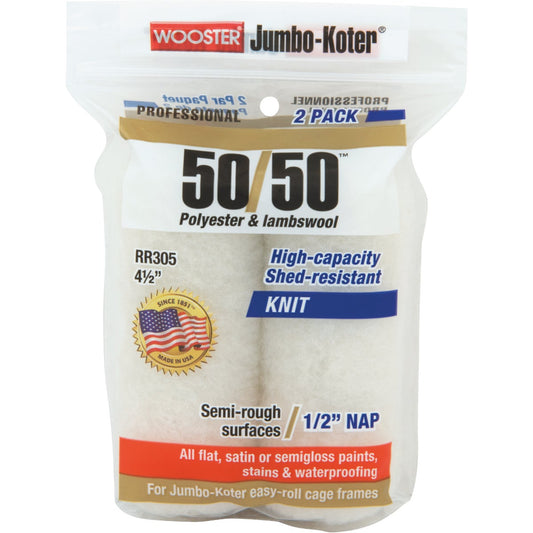 Wooster Jumbo-Koter 50/50 4-1/2 In. x 1/2 In. Knit Fabric Roller Cover (2-Pack)