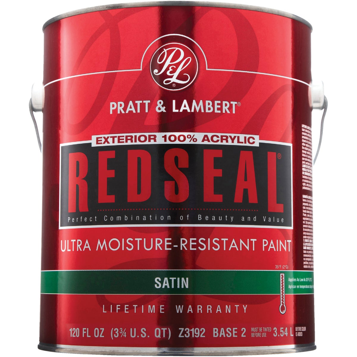 Pratt & Lambert RedSeal 100% Acrylic Satin Exterior House Paint, Base 2, 1 Gal.