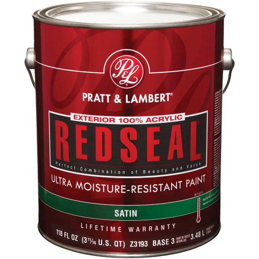 Pratt & Lambert RedSeal 100% Acrylic Satin Exterior House Paint, Base 3, 1 Gal.