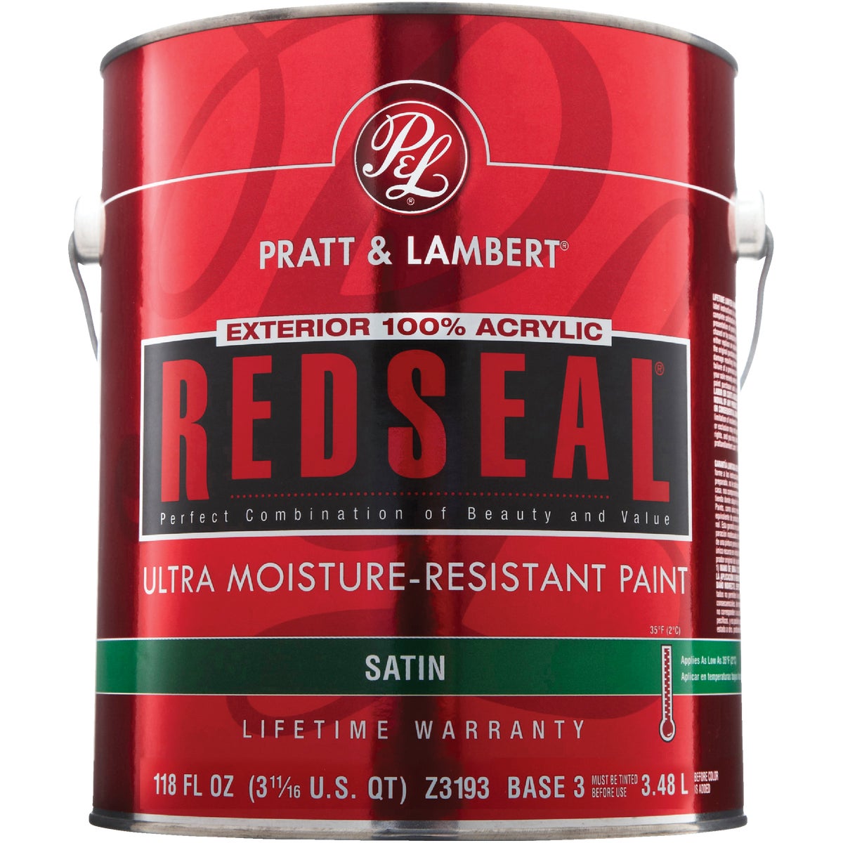 Pratt & Lambert RedSeal 100% Acrylic Satin Exterior House Paint, Base 3, 1 Gal.