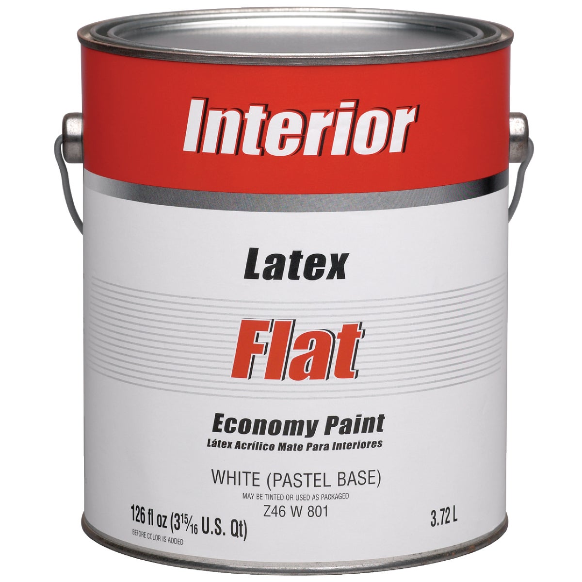 Economy Latex Flat Interior Wall Paint, White-Pastel Base, 1 Gal.