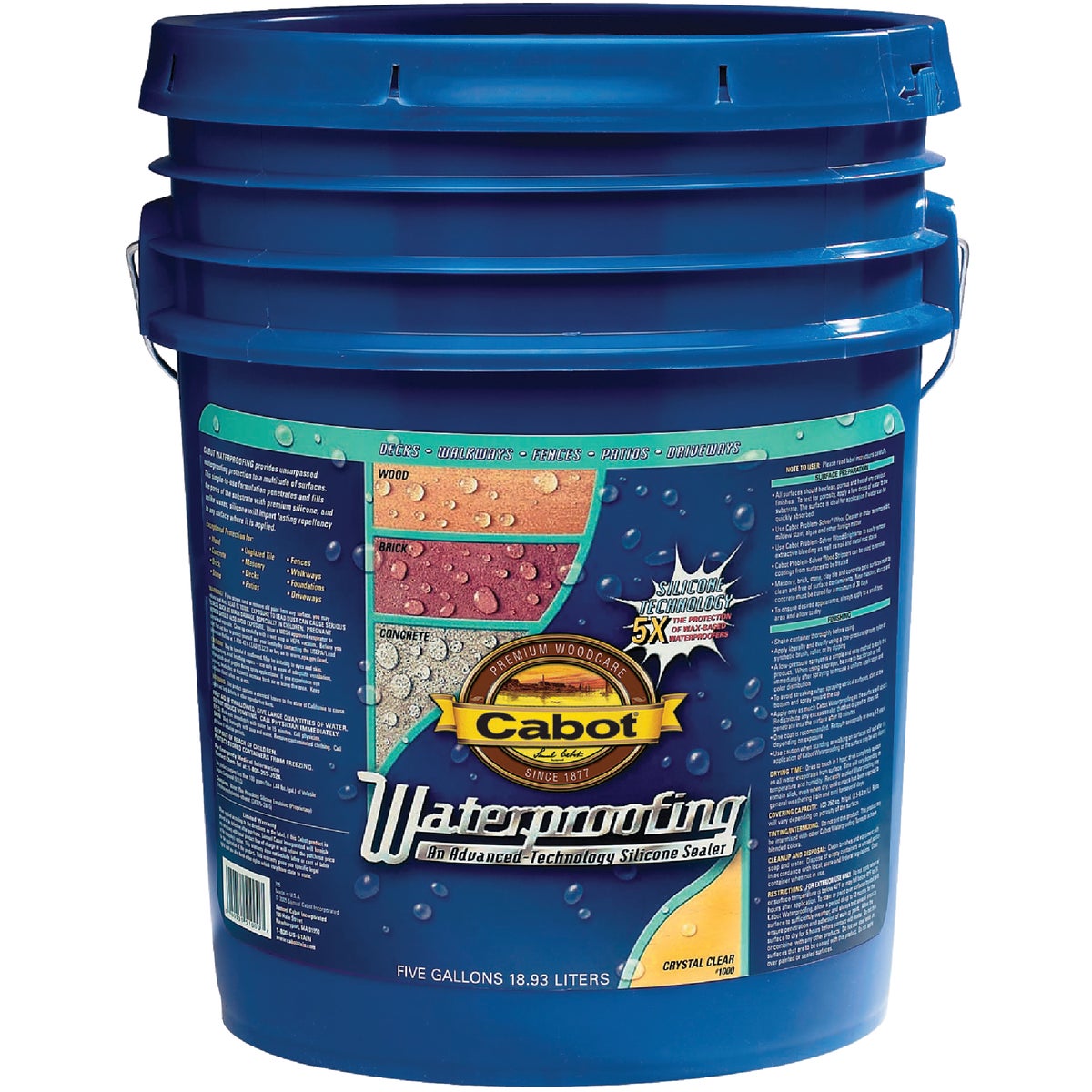 Cabot Clear Silicone Waterproofing Sealer, 5 Gal.