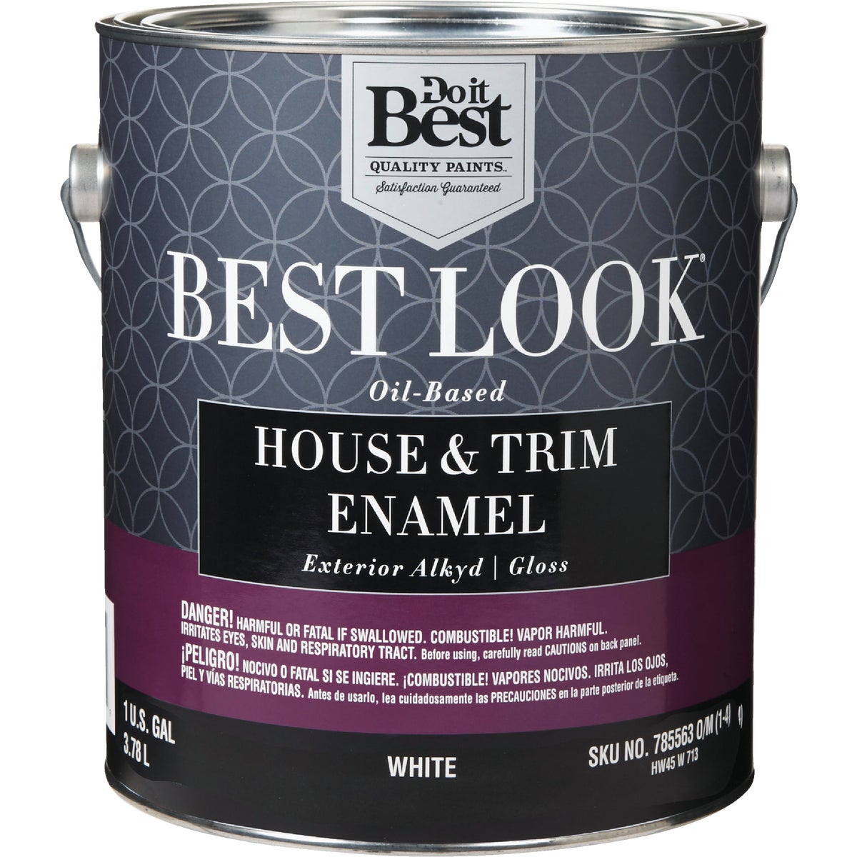 Best Look Oil-Based Alkyd Gloss Exterior House & Trim Enamel Paint, White, 1 Gal.