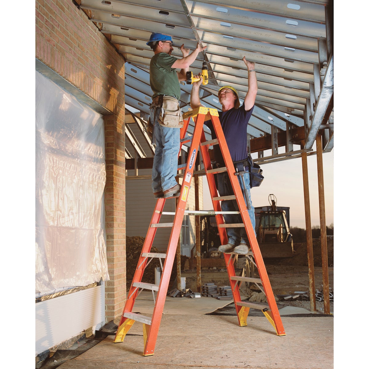 Werner 8 Ft. Fiberglass Twin Step Step Ladder with 300 Lb. Load Capacity Type IA Ladder Rating