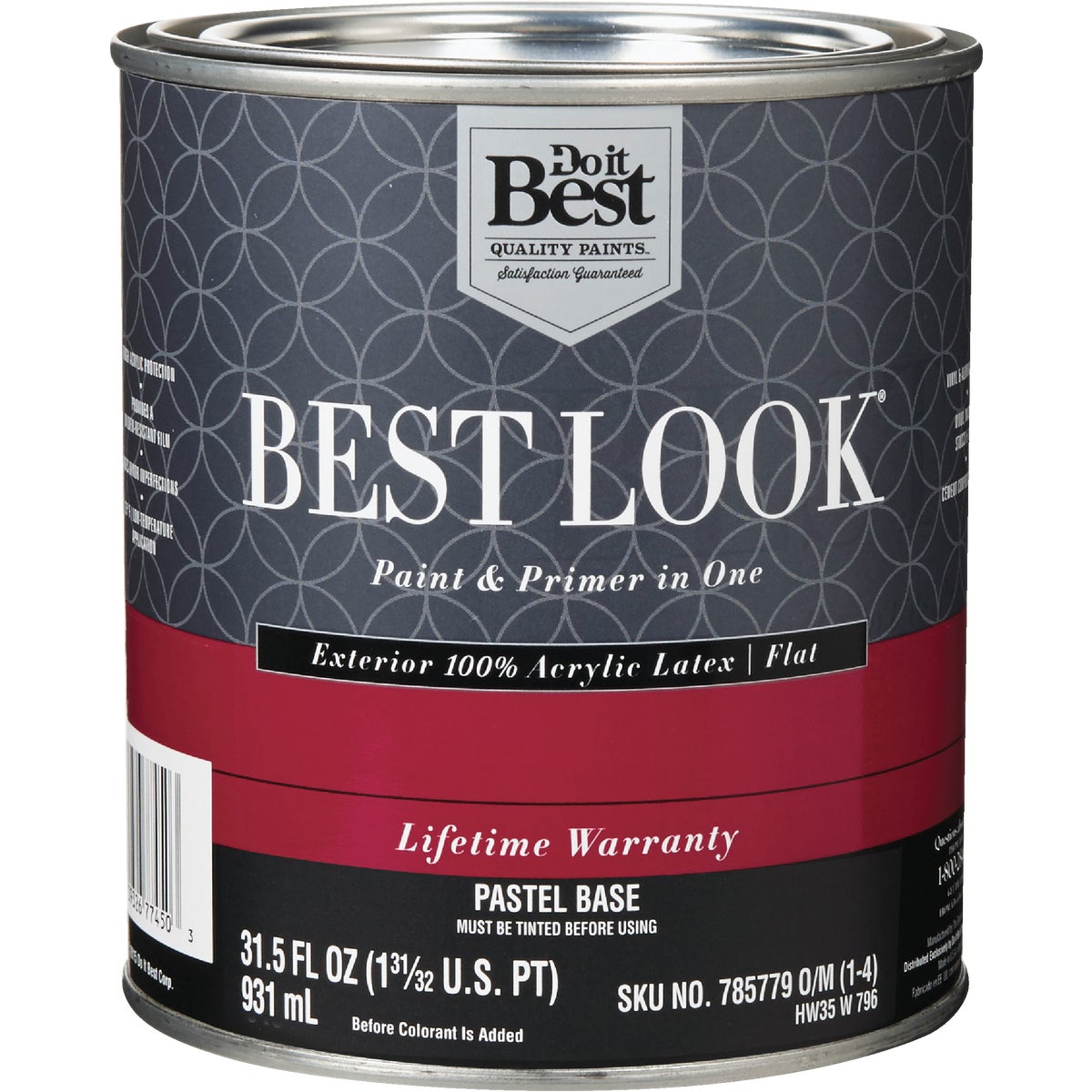 Best Look 100% Acrylic Latex Paint & Primer In One Flat Exterior House Paint, Pastel Base, 1 Qt.