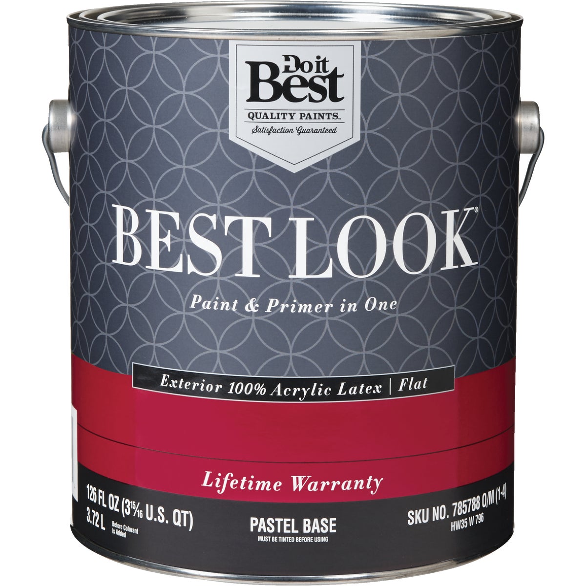 Best Look 100% Acrylic Latex Paint & Primer In One Flat Exterior House Paint, Pastel Base, 1 Gal.