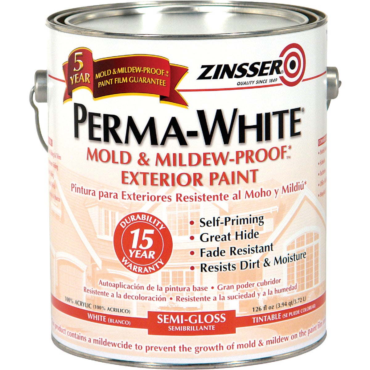 Zinsser Perma-White White-Tintable Semi-Gloss Gallon Mildew Paint