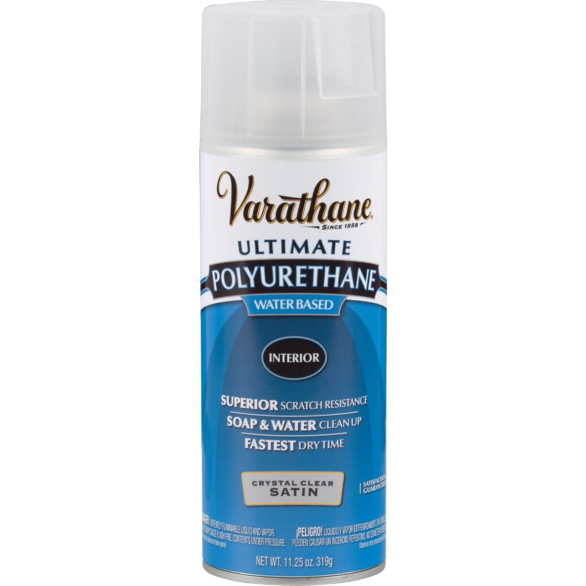 Varathane Satin Clear Interior Water-Based Spray Polyurethane, 11.25 Oz.