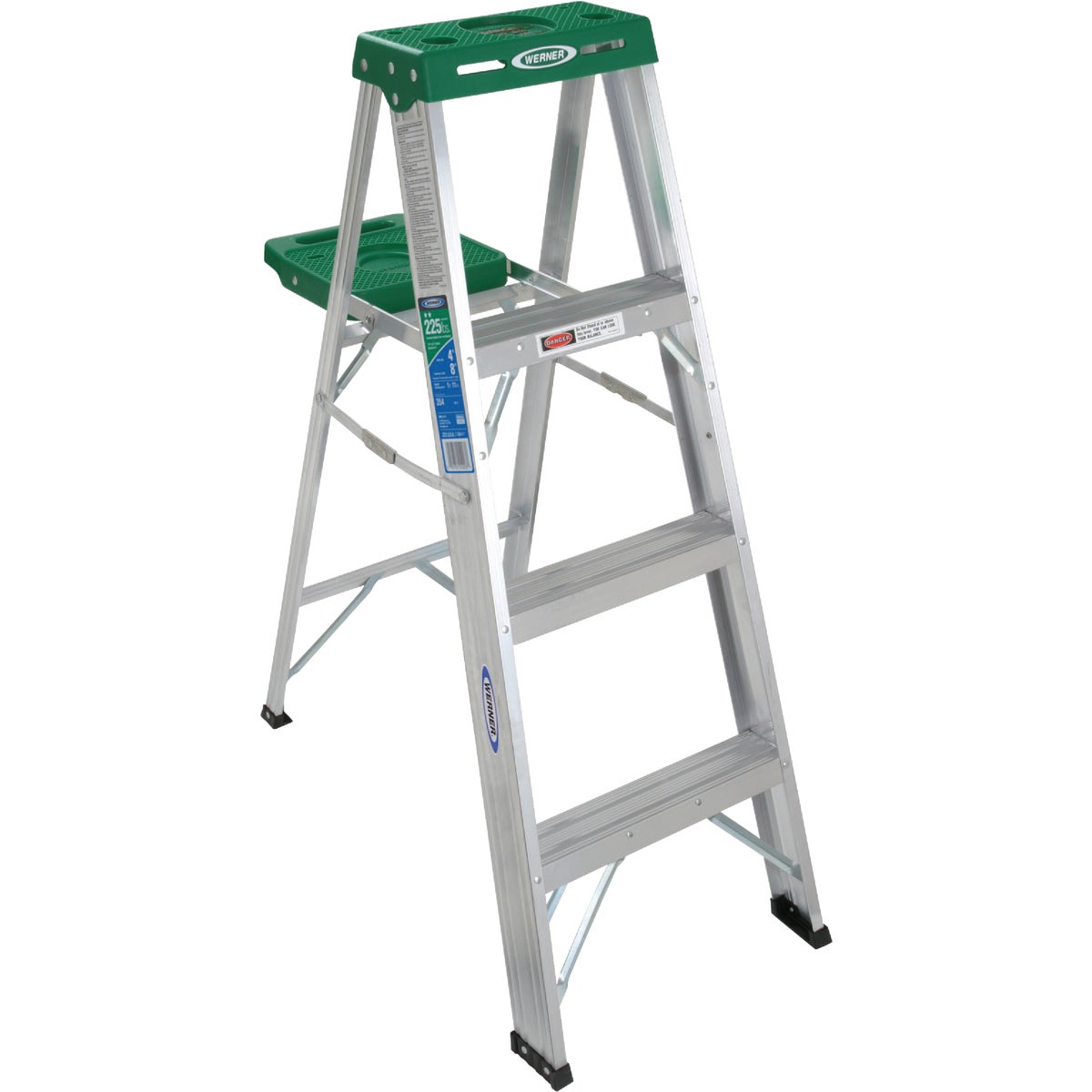 Werner 4 Ft. Aluminum Step Ladder with 225 Lb. Load Capacity Type II Ladder Rating