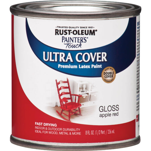 Rust-Oleum Painter's Touch 2X Ultra Cover Premium Latex Paint, Apple Red, 1/2 Pt.