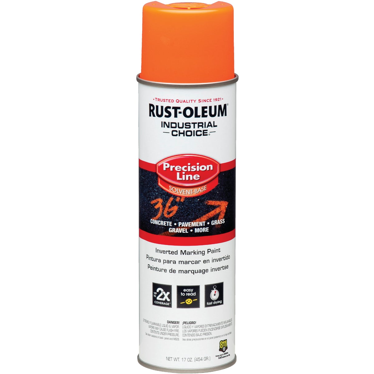 Rust-Oleum Industrial Choice APWA Orange 17 Oz. Inverted Marking Spray Paint